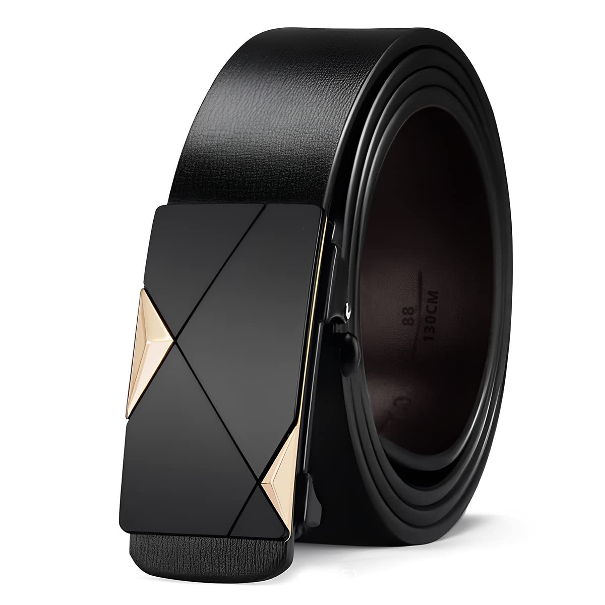 GUSTAVE Men's Leather Belt Adjustable Auto Lock Buckle Belt for Men (Black-I) GUSTAVE Men's Leather Belt Adjustable Auto Lock Buckle Belt for Men (Black-I)